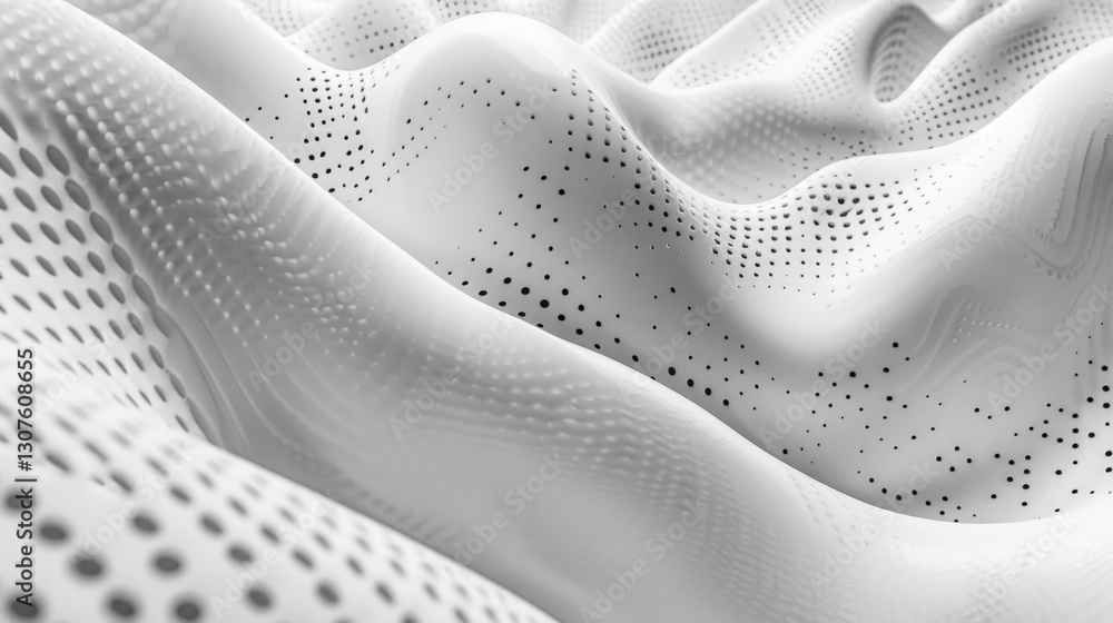 Poster abstract waves feature smooth tonal transitions and dotted halftone patterns, enhancing movement and