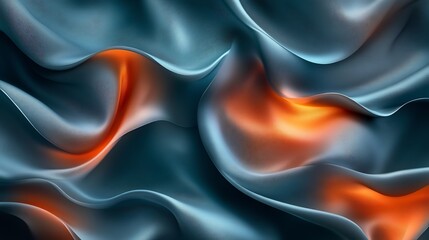 Obraz premium Abstract Teal Orange Draped Fabric Soft Light. AI Generated