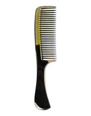 Sleek black comb isolated on white.  Perfect for hair styling, beauty, grooming, and hygiene concepts. Minimalist aesthetic represents order, cleanliness, and selfcare.