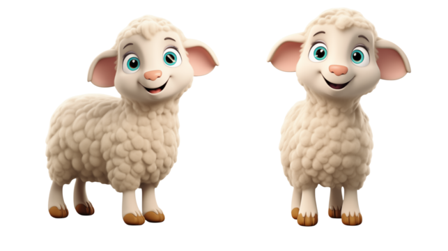 Adorable 3D Rendered Lambs Perfect for Childrens Books Websites and Apps