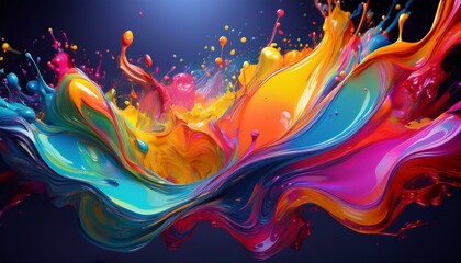 multicolored liquid splash with gradient colors