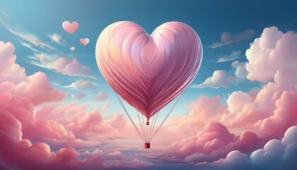 Fototapeta premium heart shaped balloon floats dreamy pastel clouds