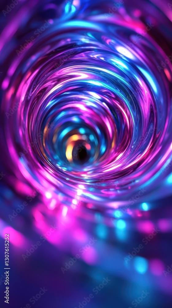Poster swirling patterns of colorful light create a mesmerizing tunnel effect in vibrant hues
