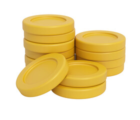 Cartoon stack of coins icon isolated on transparent background. 3D illustration