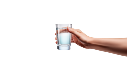 Close up of a hand holding a glass of refreshing water perfect for health hydration and lifestyle content Ideal for websites blogs and social media posts promoting healthy living and wellness