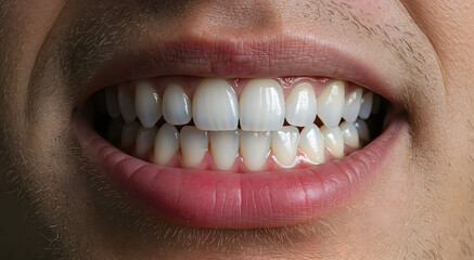 Close-Up of a Healthy White Smile, perfect teeth, dental care concept