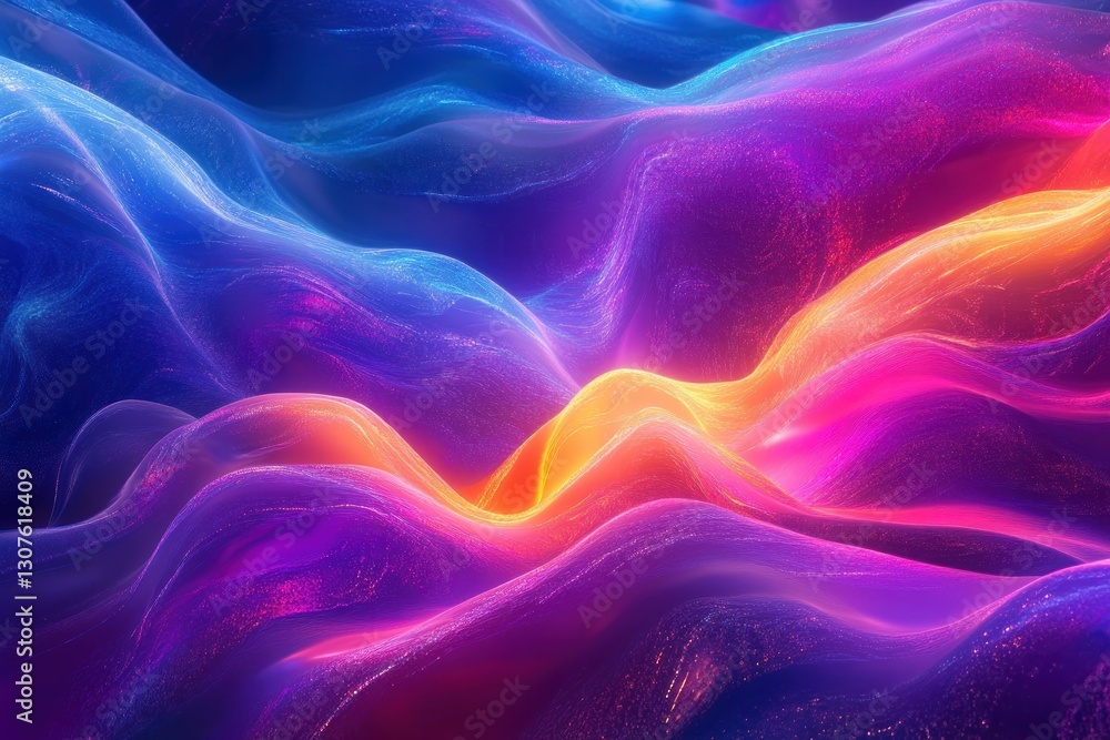 Poster colorful wave pattern with smooth flowing lines and abstract light effects
