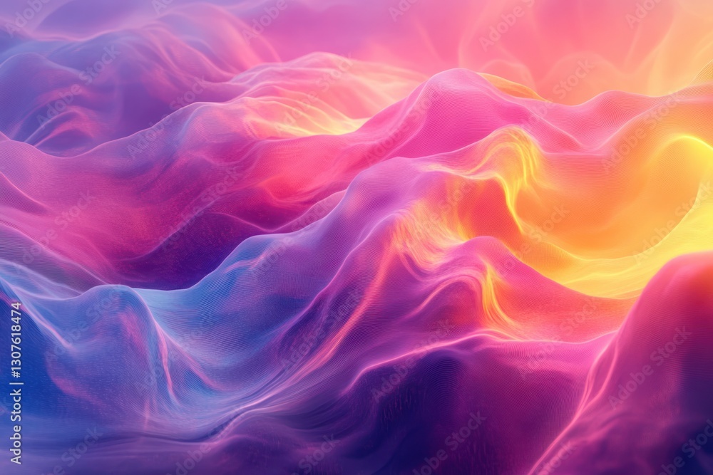 Poster vibrant abstract waves with soft gradients in colorful flowing motion