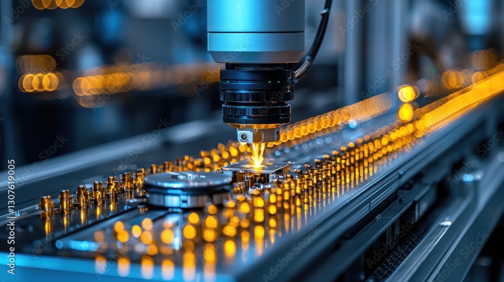 Poster automated precision manufacturing: a close-up view of robotic assembly