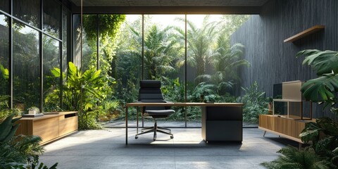 Office Interior with Desk and Chair
