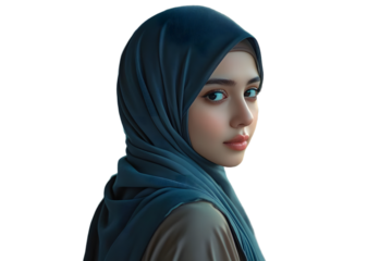 Middle Eastern woman in hijab generative AI modern technology
