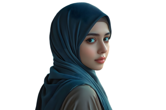 Middle Eastern woman in hijab generative AI modern technology
