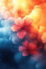 Obraz premium Colorful spring floral background showcases soft petals and abstract blossoms, ideal for seasonal designs or creating inviting greeting cards and textures