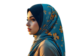 Middle Eastern woman in hijab generative AI modern technology