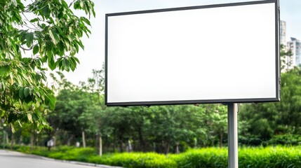 Fototapeta premium Blank White Billboard In Park Setting