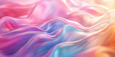 Obraz premium Colorful flowing fabric in soft waves illuminated by warm light during sunset