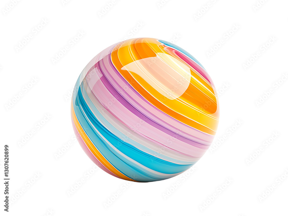 Poster striking sphere with swirling bands of bright colors, creating a dynamic and visually appealing desi