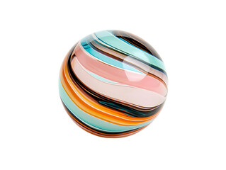 Obraz premium Swirl Orb: Translucent sphere with colorful, flowing swirls creating a vibrant, abstract pattern on a sleek black backdrop. Smooth & glossy.