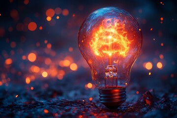 Captivating Light Bulb Illuminated by Sparks in an Enchanting Background