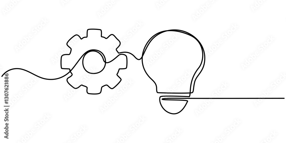 Poster one continuous line drawing of innovation icon. single line vector illustration, one design. it can 