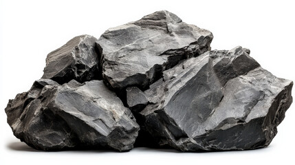 A pile of black rocks