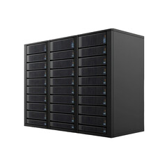 Data Center Racks: Server cabinets storing data in an isolated setting. Modern hardware for information technology, providing data storage and processing.