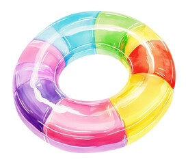 Obraz premium PNG Colorful Float Ring water illustration watercolor.