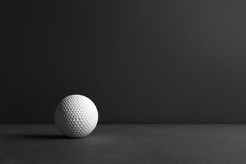 White golf ball on dark textured surface with minimalist background and modern aesthetic