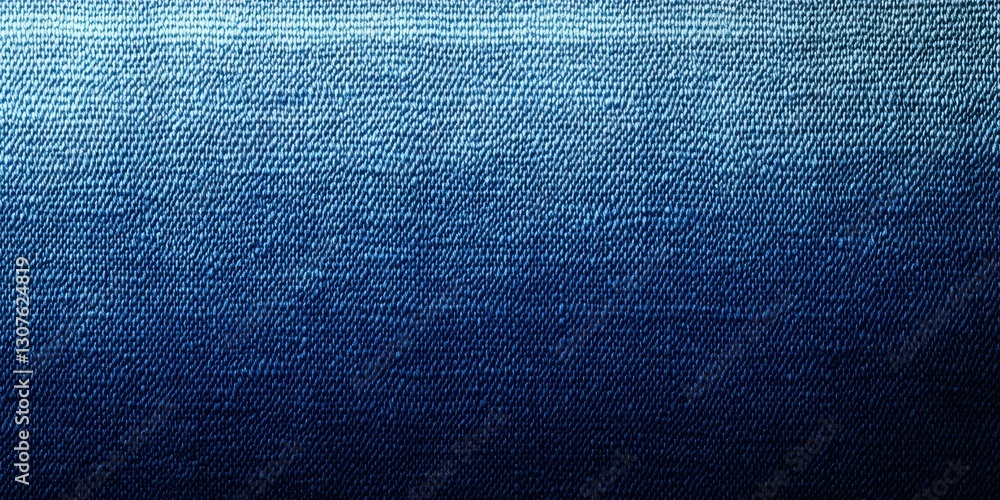Poster textured fabric with a gradient from light blue to deep navy blue showing intricate weaving patterns