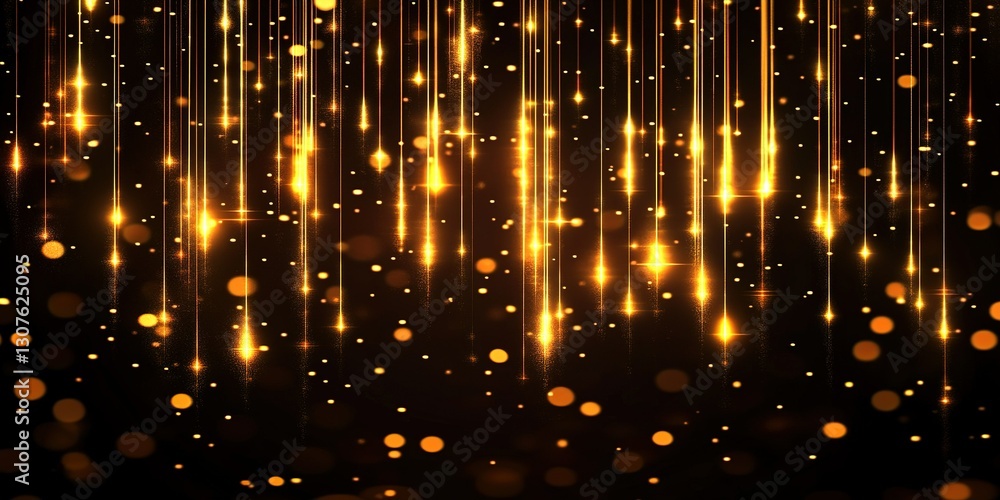Poster dazzling golden light patterns create a festive atmosphere in a dark background during a celebratory