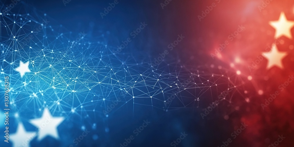 Aufkleber visual representation of data connectivity between two nations with blue and red stars