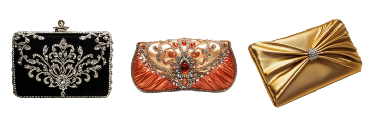 Set of a luxurious evening clutch isolated on transparent background (3)