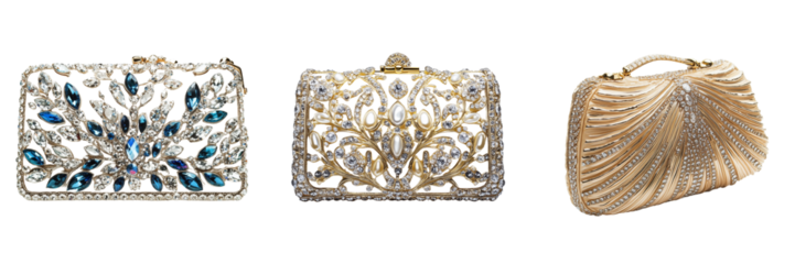 Set of a luxurious evening clutch isolated on transparent background (4)