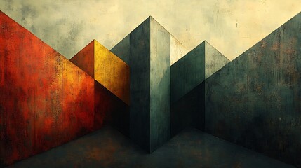 Abstract Geometric Forms Warm soft light casts dramatic shadows on textured shapes. AI Generated