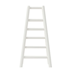 A straightforward white wooden ladder stands against a black backdrop. It is simple and functional, with round rungs ready to help one ascend.