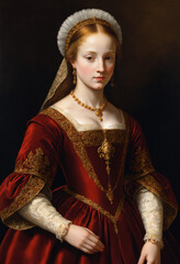 Renaissance-style painting portrait of a princess in gothic clothing, Generative A	
