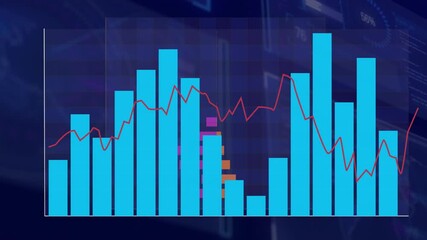 Animation of blue and red graph lines showing fluctuating data trends