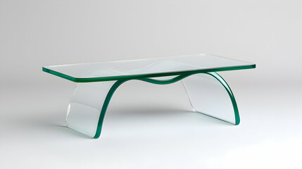 Modern Glass Coffee Table with Teal Accents