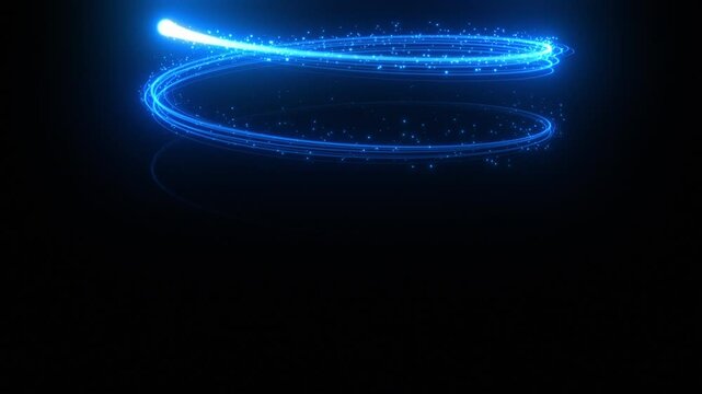 Beautiful Light Streak Blue Color Rising Up Forming Helix Shape on Black Background. Abstract Neon Curls. Trail Shimmer Moving Rounds Looped 3d Animation. Magic Stroke Spring Motion Design Concept 4k.