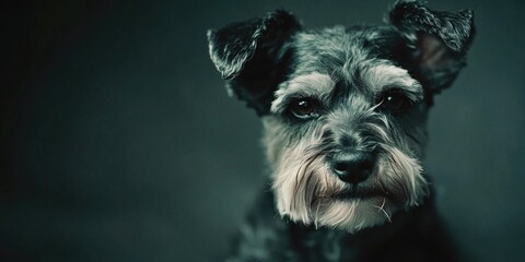 Dog's Face on Black Background,