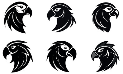 Obraz premium stylized parrot/eagle head logos in a graphic design format.