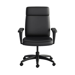 Fototapeta premium Office Comfort: A classic black chair designed for long hours of focused work, offering both support and style in a minimalist form on the black background.