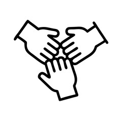 Teamwork hands icon showing collaboration and support in minimalist style