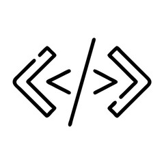 Obraz premium Coding brackets icon, minimalistic style, black colors, symbol for programming and development