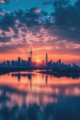 Naklejka premium City Skyline Sunset