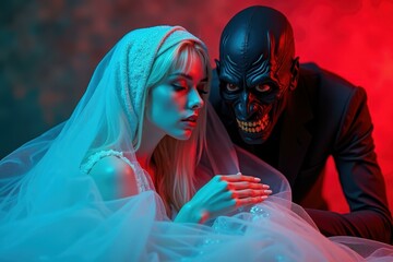 Woman is wearing veil