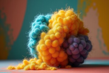 Yarn is multicolored and has lot of tiny balls