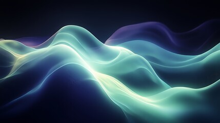 Obraz premium Abstract glowing waves, teal, purple, and yellow light.