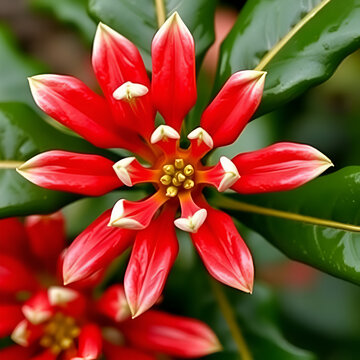 Holly (Ilex aquifolium). Abnormal Pentamerous Female Flower Closeup