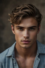 Moody Dramatic Intense Male Portrait Low Key Lighting Mysterious Brooding Handsome Professional Model Emotional Depth Cinematic Shadows